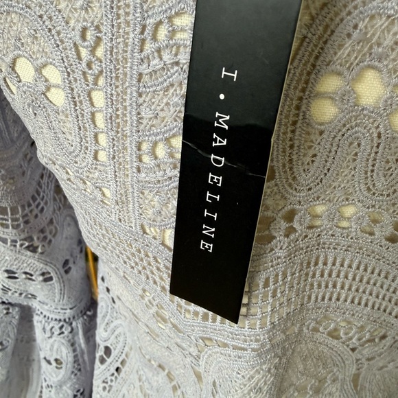 I MADELINE long sleeve small crocheted top bell sleeves NWT baby blue - Picture 6 of 12